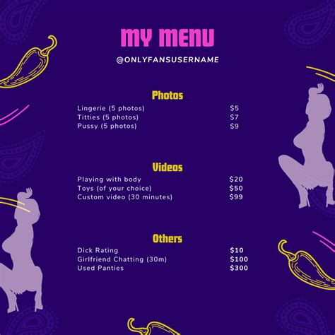 only fans menu ideas|FREE OnlyFans Menu Template Ideas with Neat。